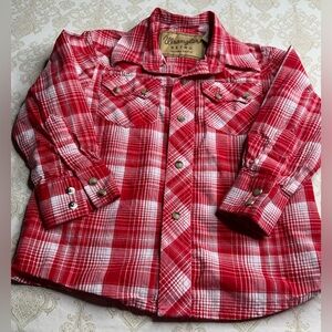 Wrangler Boys Retro Plaid Shirt Red XXS Toddler Long Sleeve Snap Button